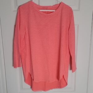 Fresh Produce Coral Striped Long Sleeve Top